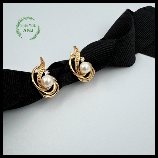 Pearl studded gold tone earring for women and girls