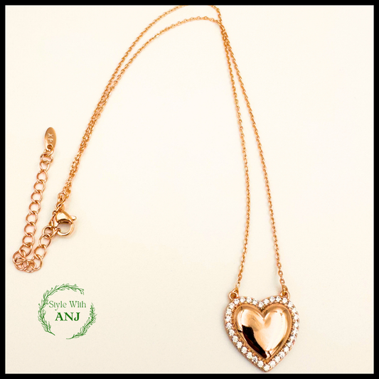 Crystal Heart Pendant Chain Necklace women and girls