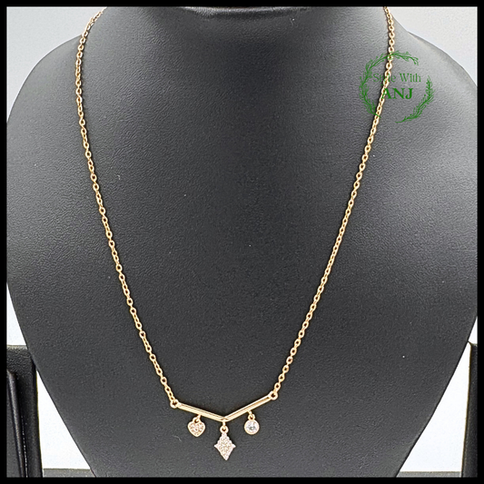 Timeless Elegance: 3 Charm Pendant Chain Necklace women and girls