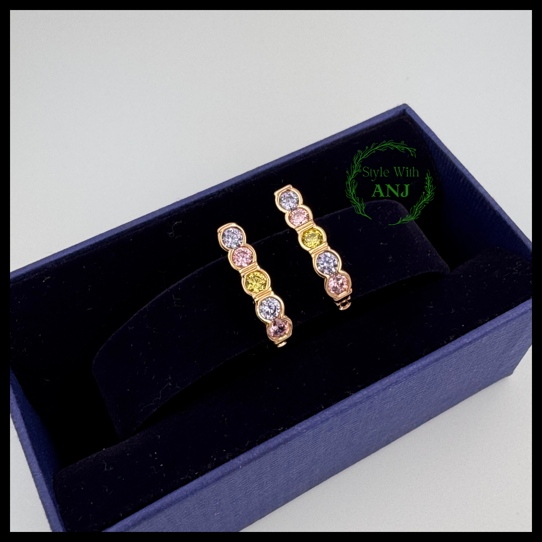 Multi-Color Stone Gold color Earrings for Women/Girls