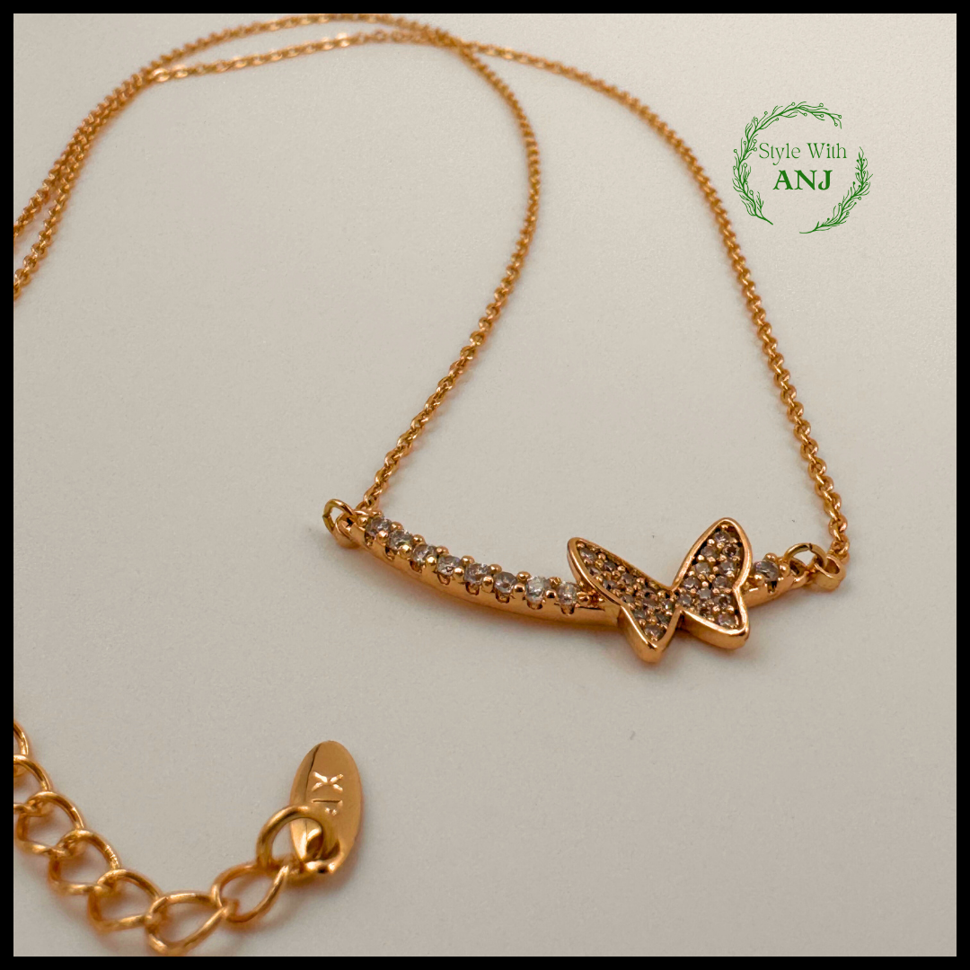 Flutter of Elegance: Butterfly Pendant Chain Necklace women and girls