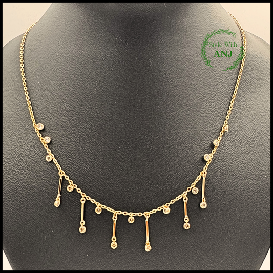 Sparkling Elegance: Gold Plated Crystal Drop Chain Necklace for women and girls