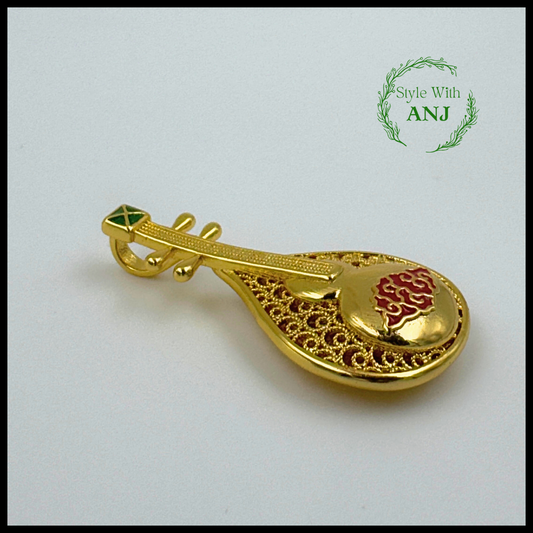 Musical Melody: Mandolin Design Gold Plated Pendant