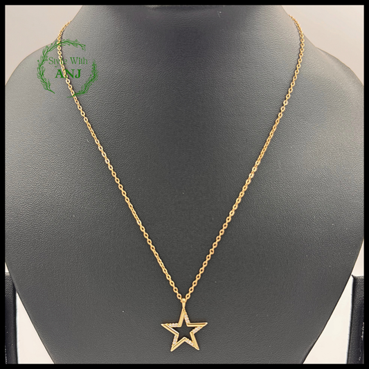 Celestial Charm: Crystal Star Pendant Chain Necklace women and girls