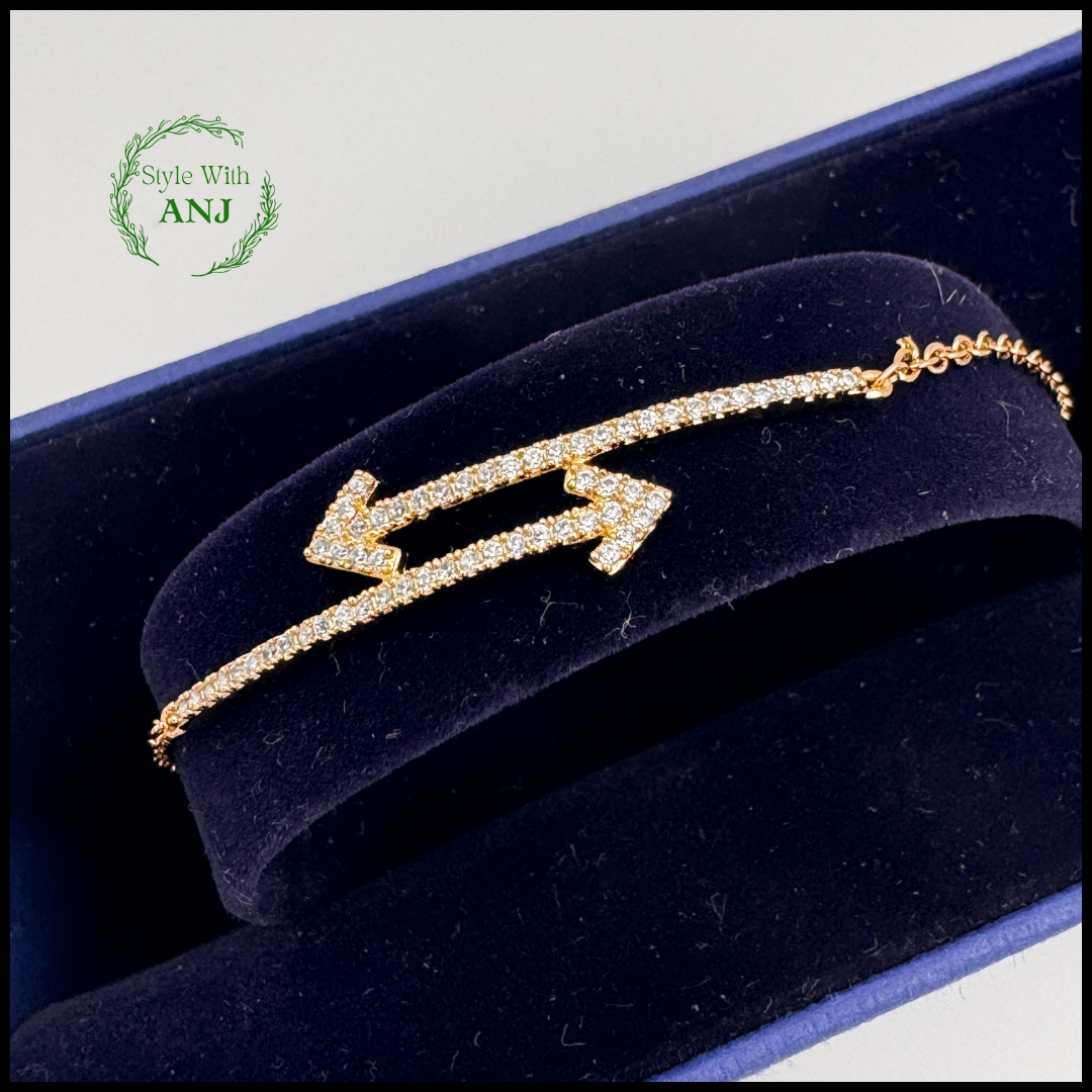 Aim High: Crystal Studded Arrow Bar Chain Bracelet