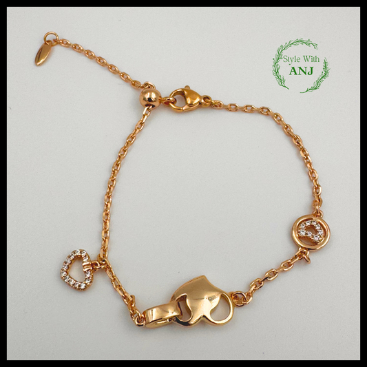 Charming Heart: Stylish Three Charm Chain Bracelet