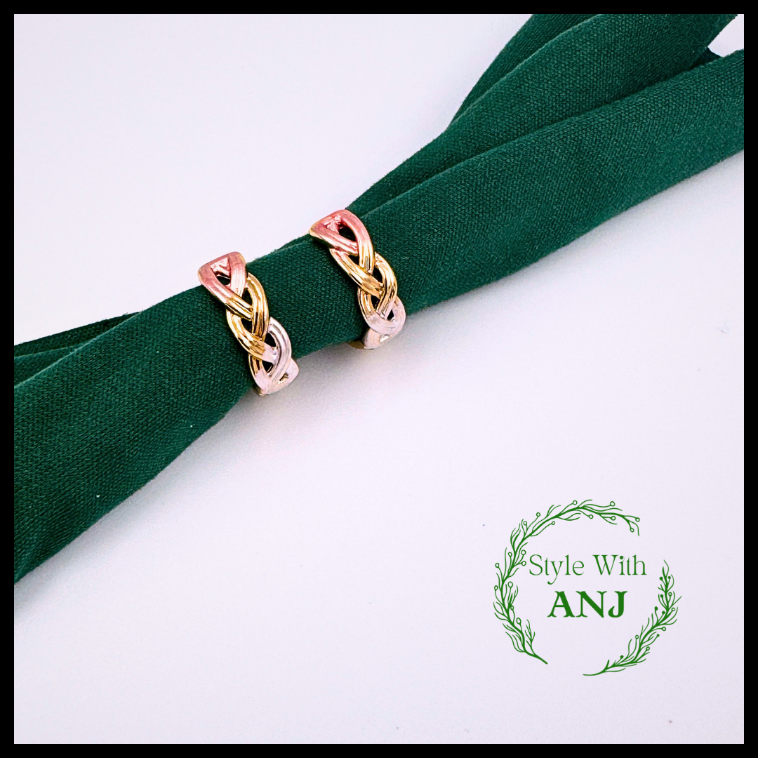 Unique tri-coloured chain design hoop earring for women and girls