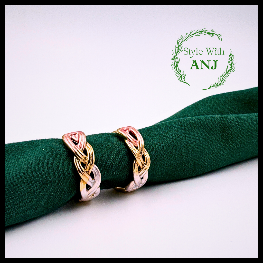 Unique tri-coloured chain design hoop earring for women and girls