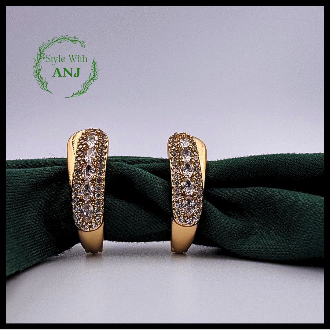 Gold Tone White crystal luxury earrings for women and girls