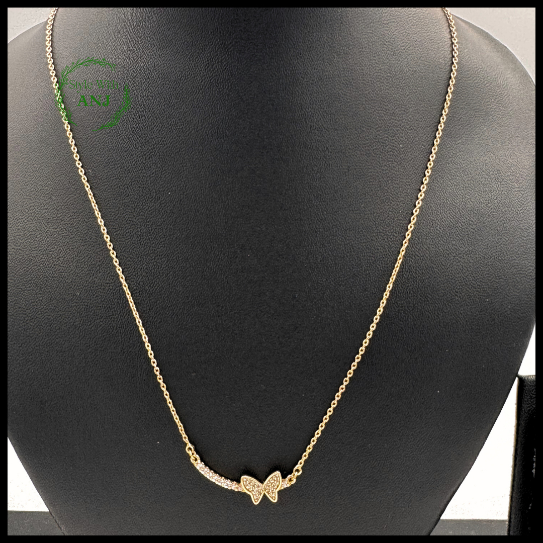 Flutter of Elegance: Butterfly Pendant Chain Necklace women and girls