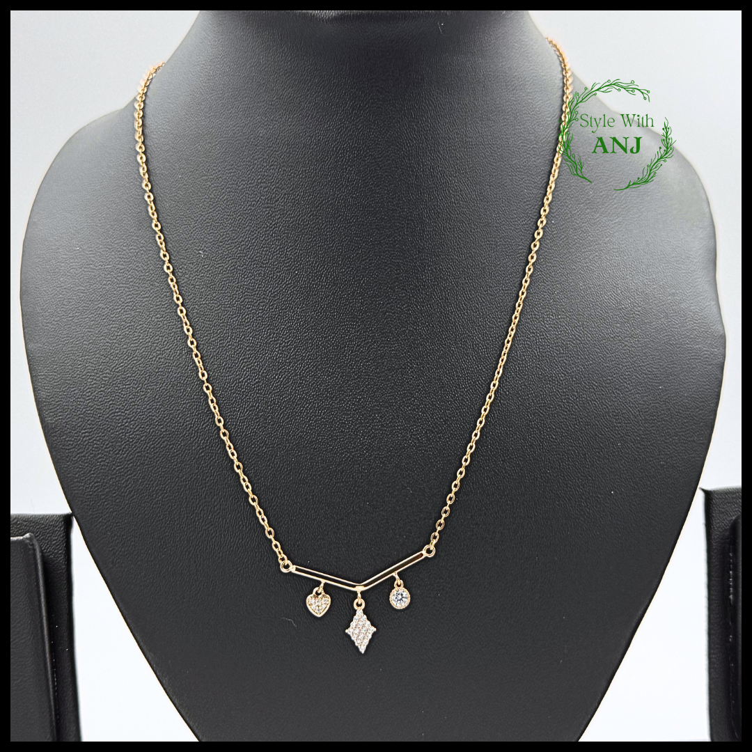 Timeless Elegance: 3 Charm Pendant Chain Necklace women and girls