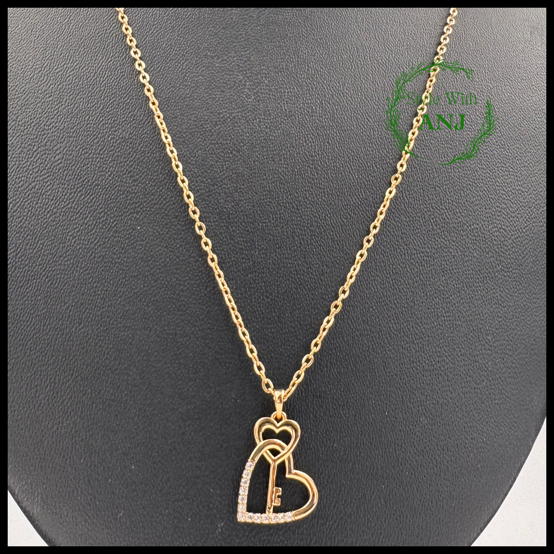 Heartfelt Secrets: Heart and Key Pendant Chain Necklace women and girls