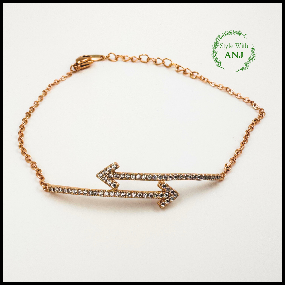 Aim High: Crystal Studded Arrow Bar Chain Bracelet