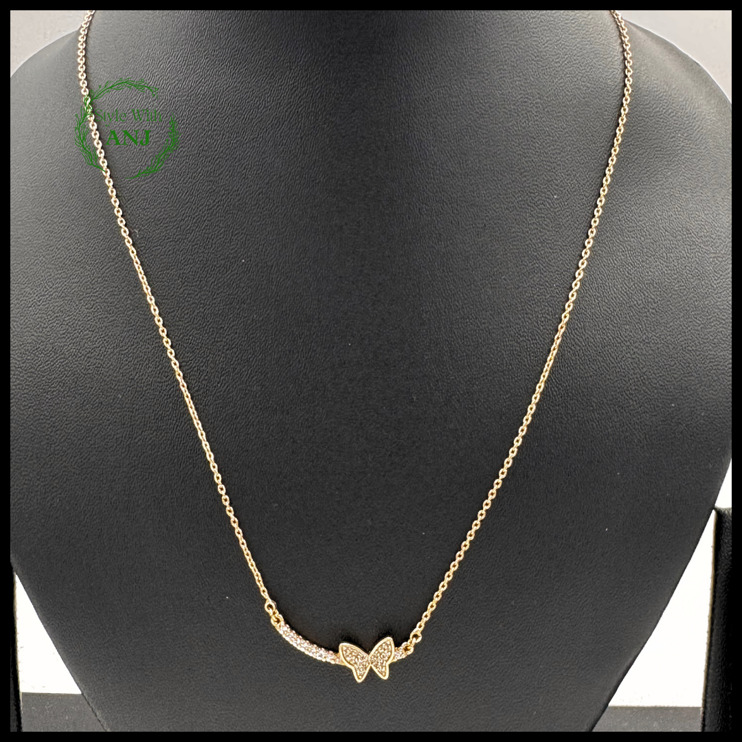 Flutter of Elegance: Butterfly Pendant Chain Necklace women and girls