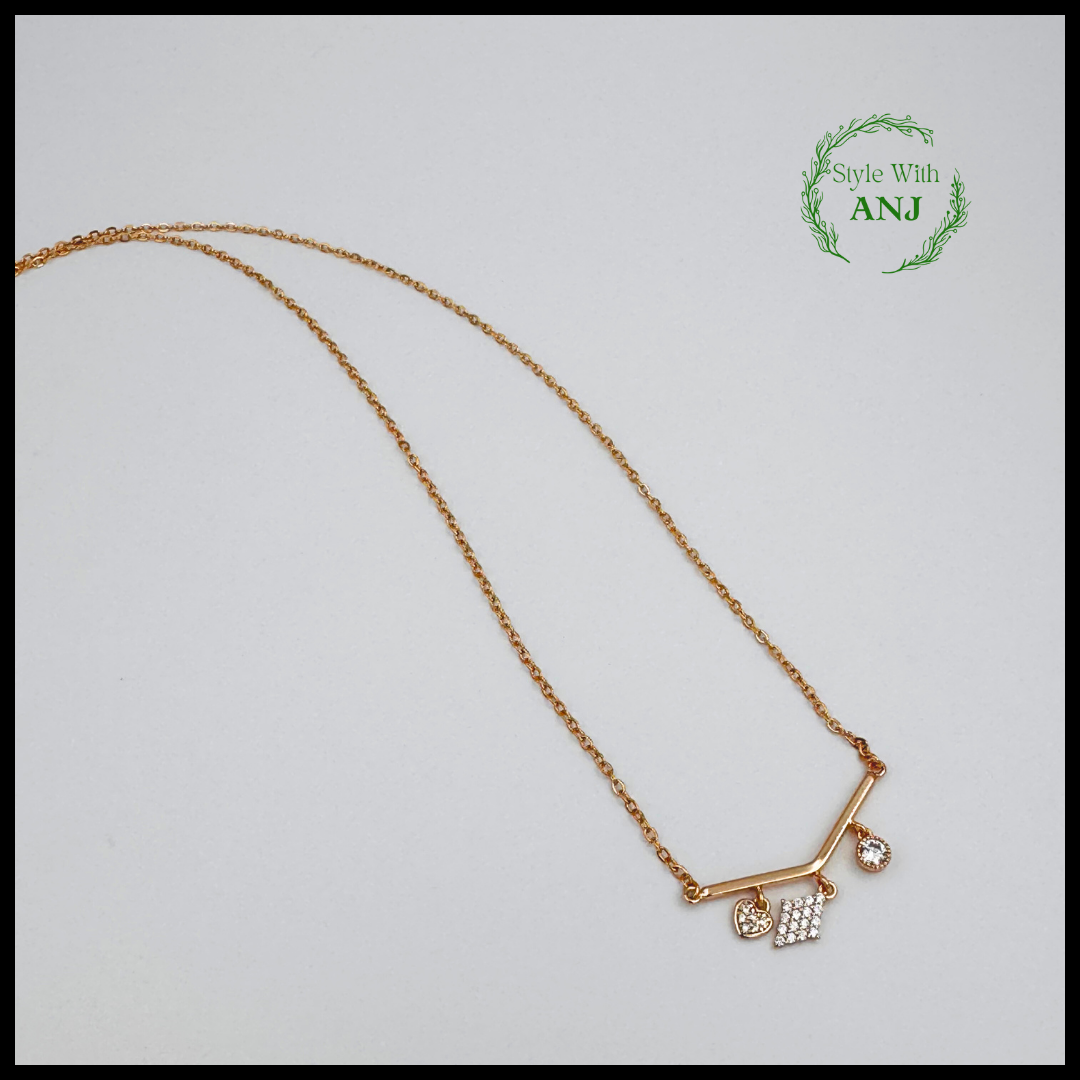 Timeless Elegance: 3 Charm Pendant Chain Necklace women and girls