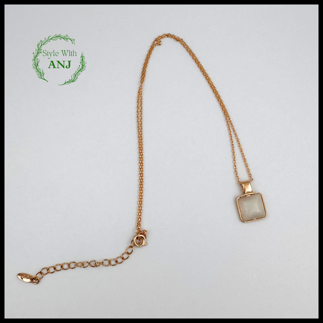 Timeless Elegance: White Stone Pendant Chain Necklace women and girls