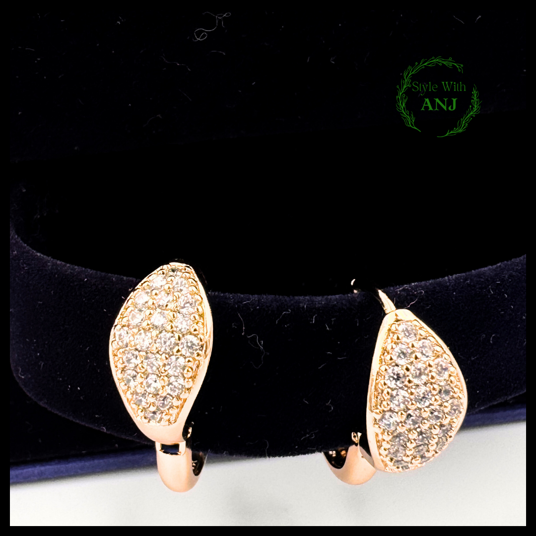 Unique tear drop square crystal chain design hoop earring for women and girls