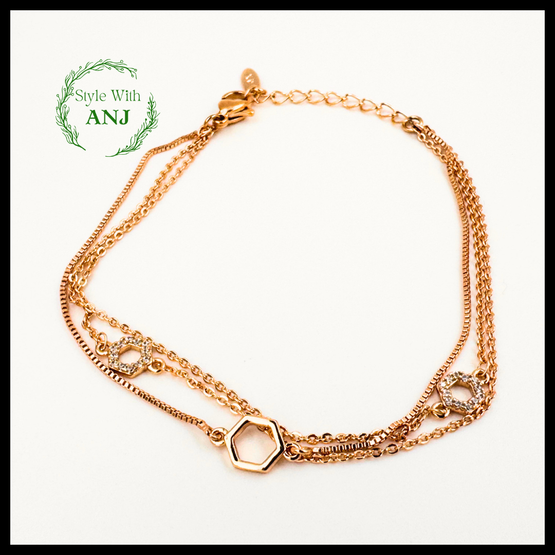 Refined Elegance: Three-Layered Gold Chain Bracelet