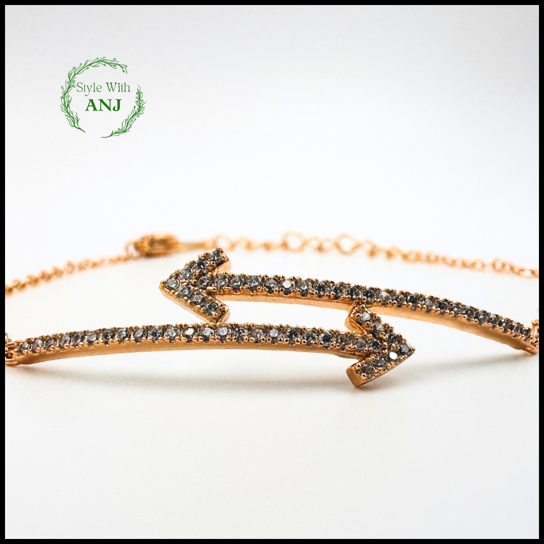 Aim High: Crystal Studded Arrow Bar Chain Bracelet