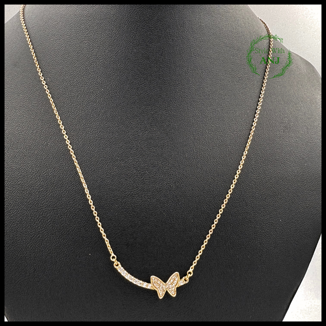 Flutter of Elegance: Butterfly Pendant Chain Necklace women and girls