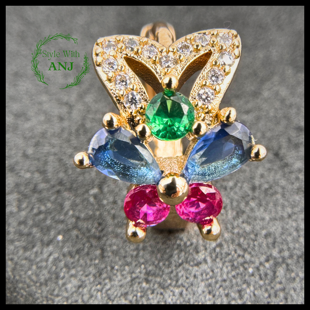 Multi-Colored Bee Design Crystal Huggie Earrings for woman and girls