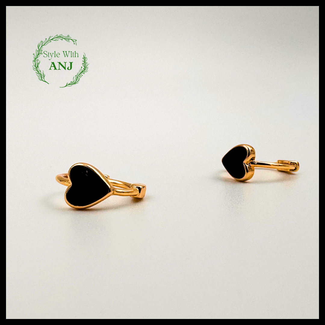 Black heart hoop Earrings for Women and Girls