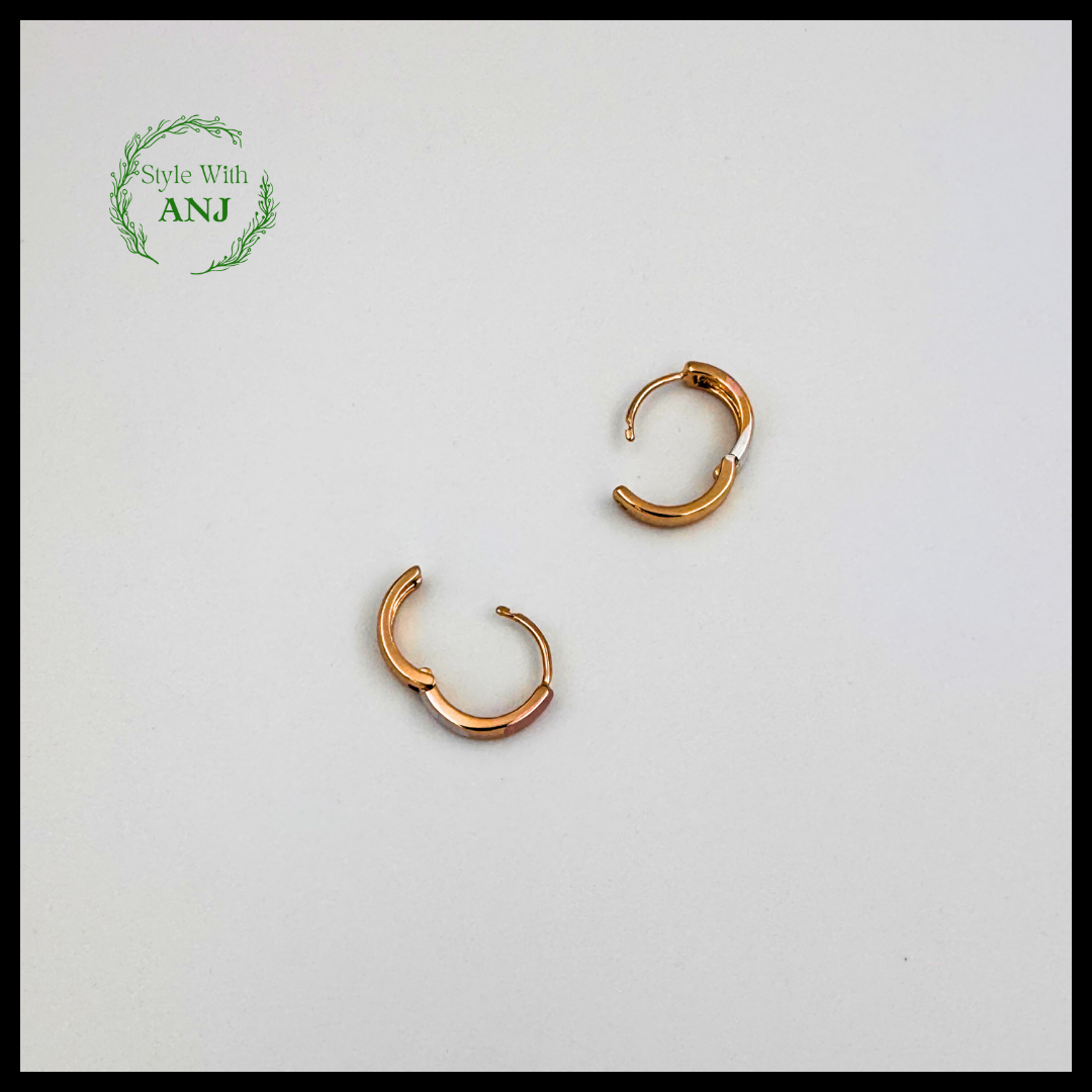 Small tri-color Tone Hoop Earrings for Women and Girls