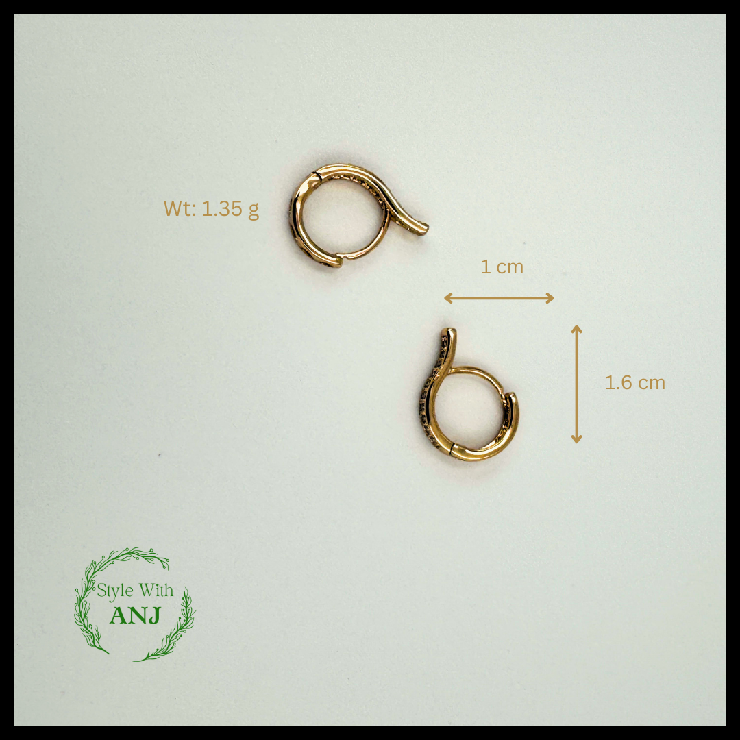 S Wave style Gold Tone White crystal earrings for women and girls