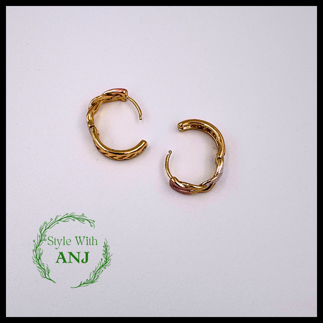 Unique tri-coloured chain design hoop earring for women and girls