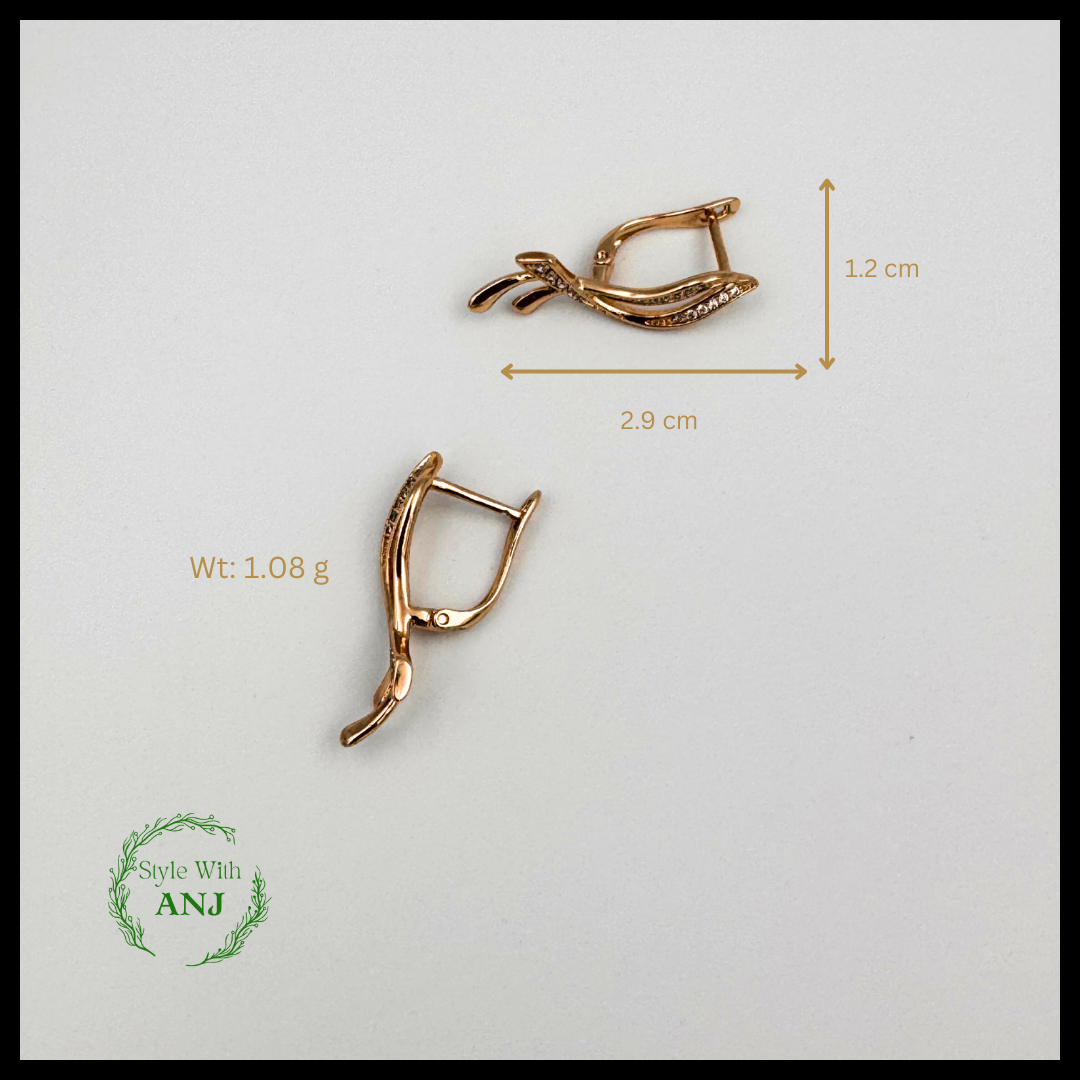 Attractive ribbon style design latched back earring for women and girls